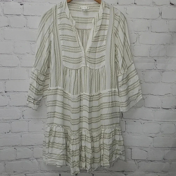 Venus Ruffle Tiered Cover-Up Dress Bell Sleeved Womens Size Large - Picture 1 of 12